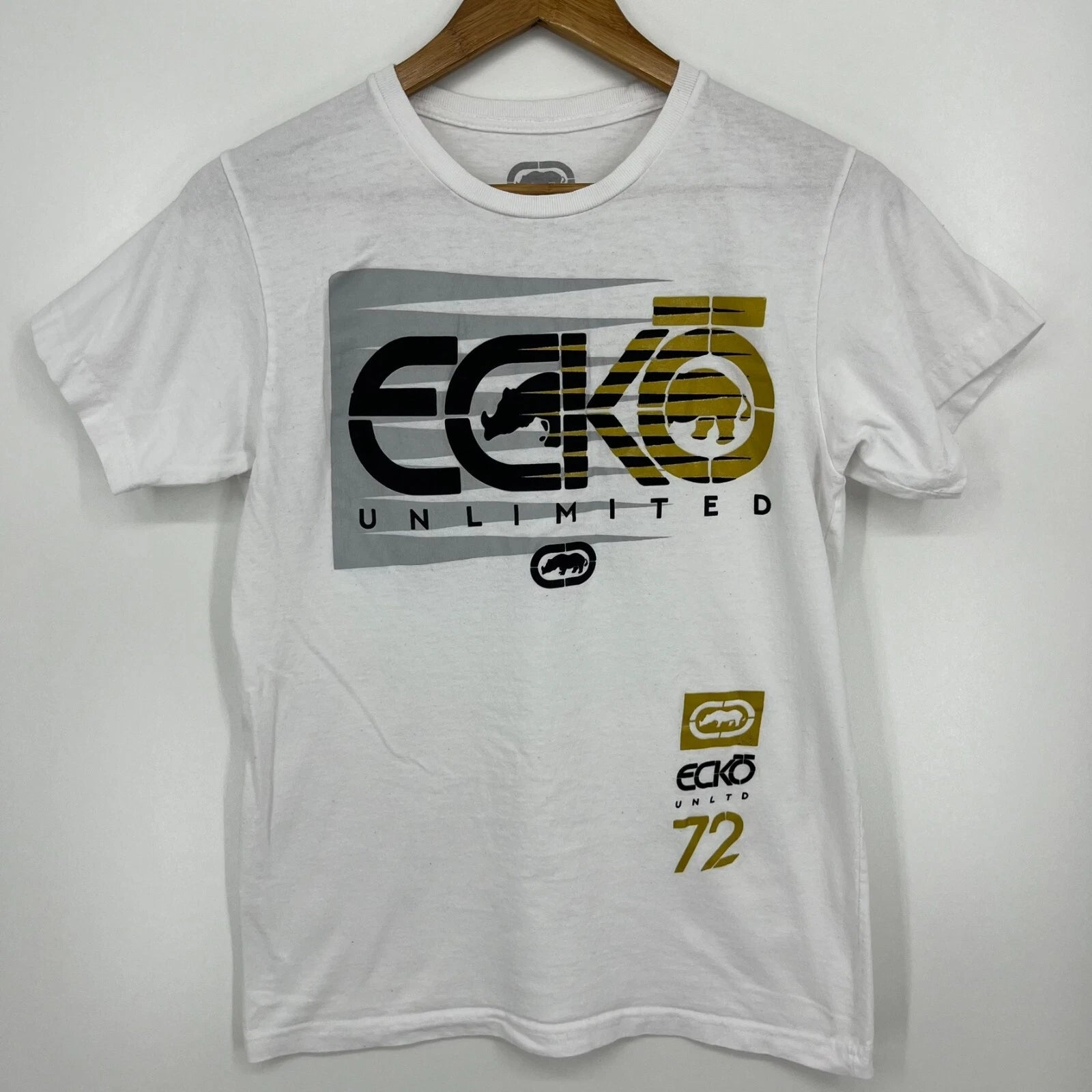 Ecko Unltd. T-Shirt Adult S White Vintage Y2K Short Sleeve Crew Neck Cotton