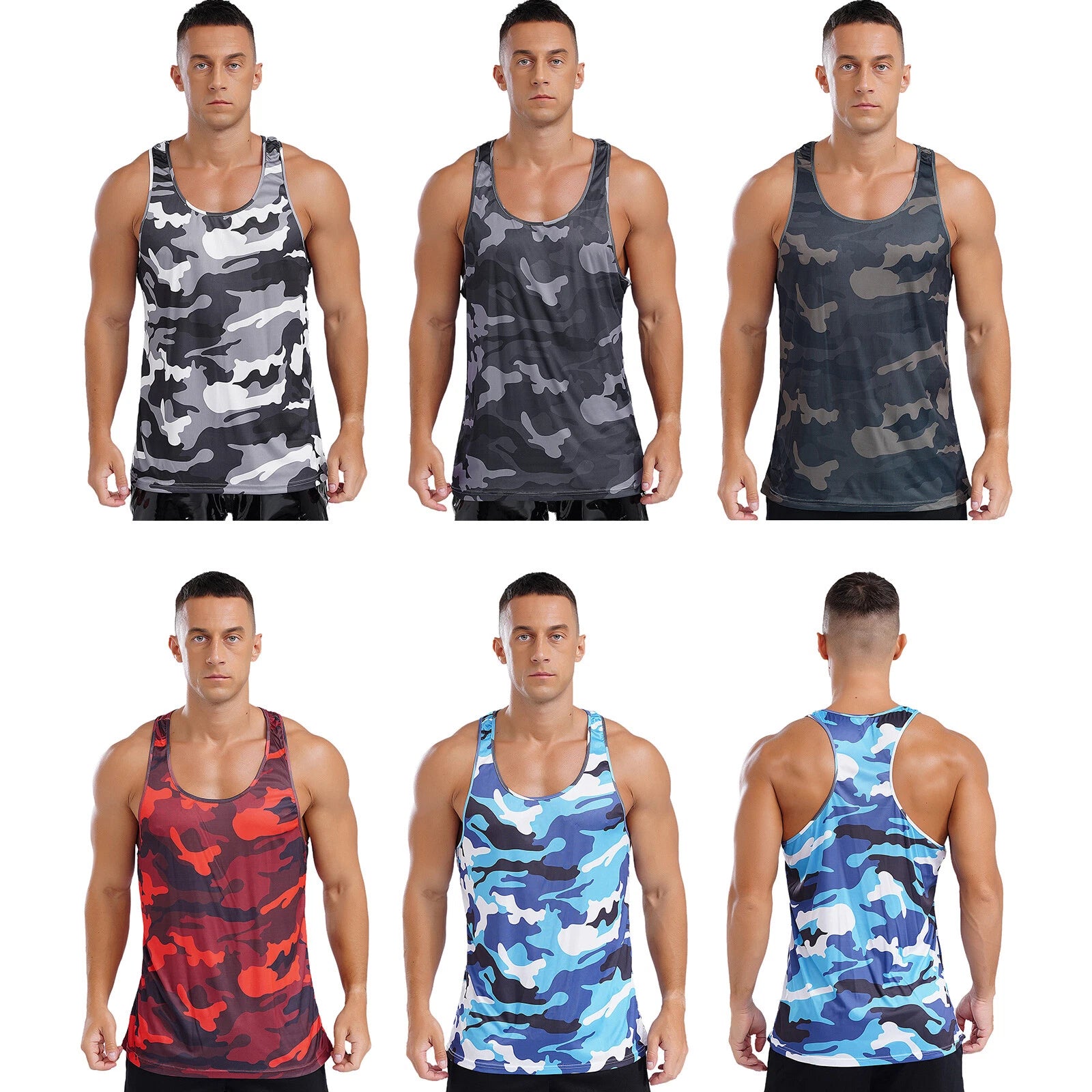 Men's Camouflage T-Shirt Vest Tank Top Bodybuilding Fitness Muscle Shirts