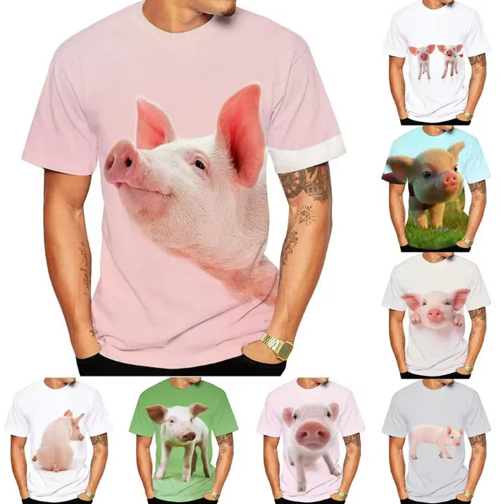 Art Design Cute Pigs 3D Print Women Men Short Sleeve T-shirt Casual Tee Tops