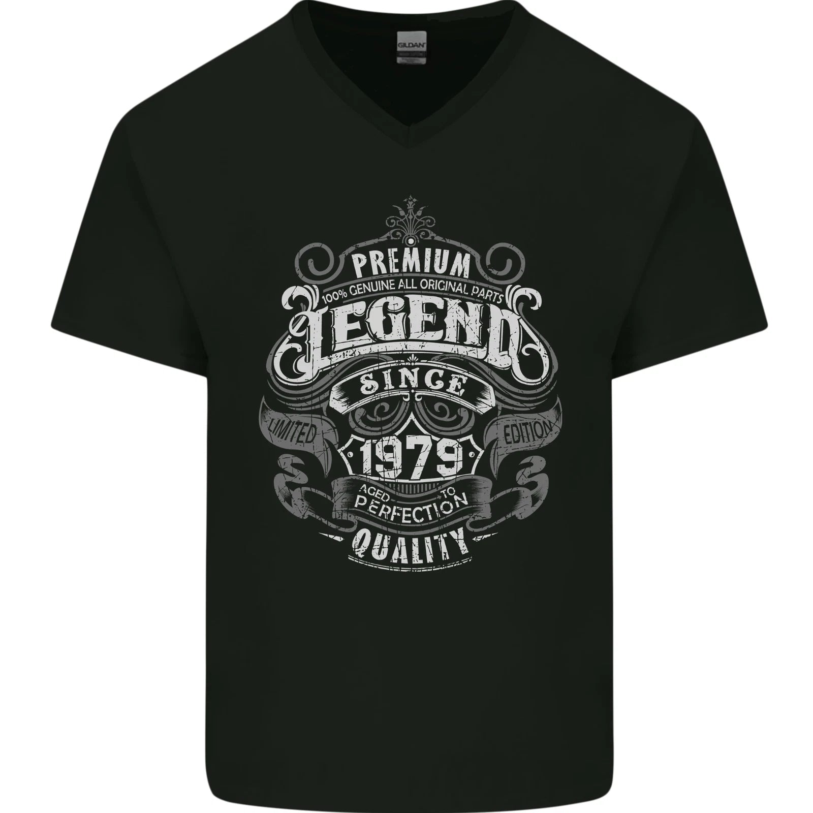 Premium Legend 47th Birthday 1979 Mens V-Neck Cotton T-Shirt