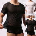 Stylish See Through Mesh T Shirt Fishnet Muscle Top For Men's Clubwear