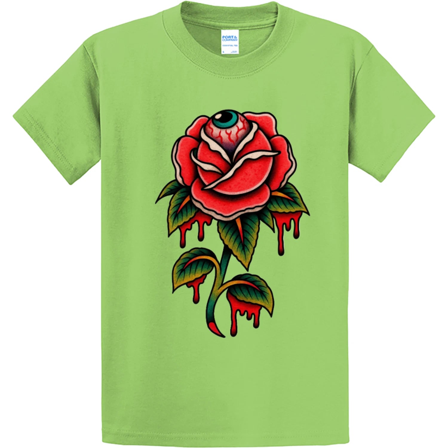 NEW Art Society EYEBALL ROSE LIME GREEN Tee Shirt SMALL-4XLARGE MADE IN USA