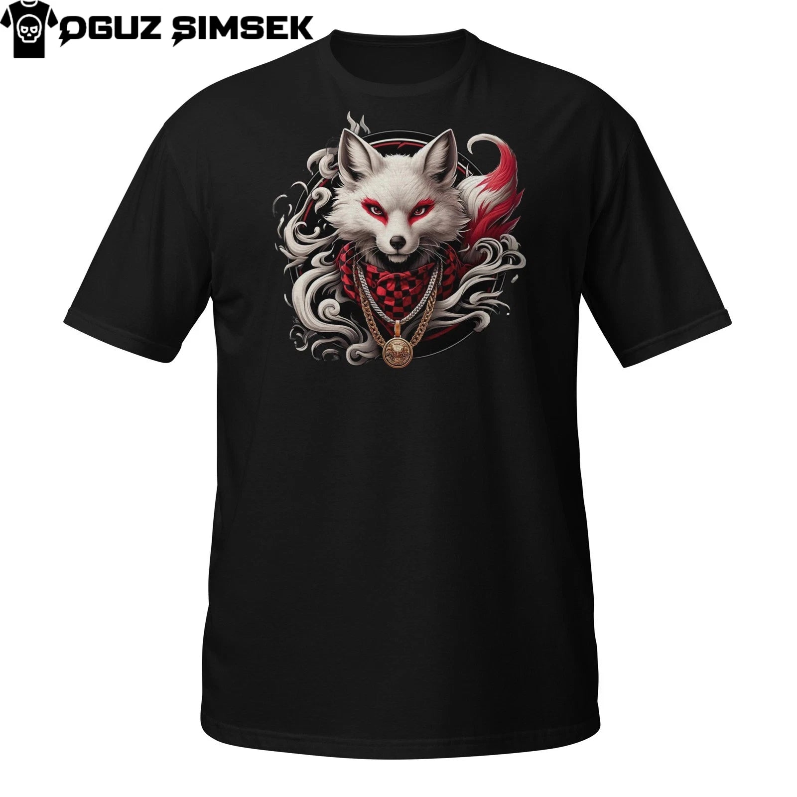 Cool Fox T-Shirt – Red Bandana Street Style Urban Animal Design