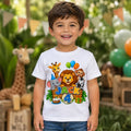 Personalised Safari Birthday T Shirt, Kids Animal Party Tee, Name Age Gift