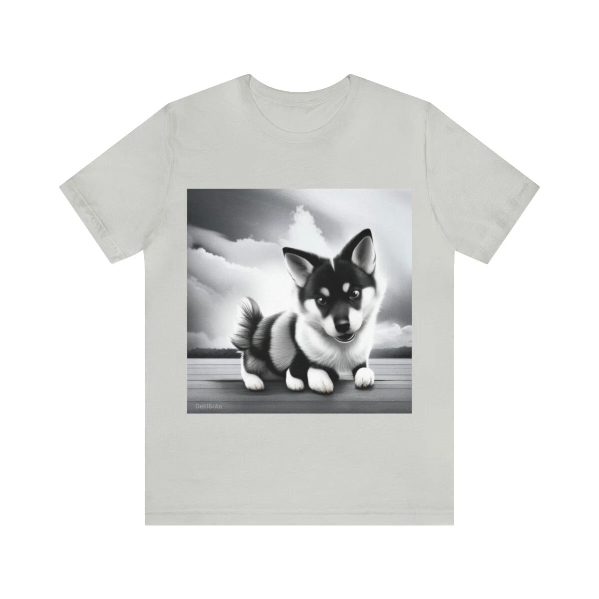 Black And White Scene With Cute Mini Puppy Unisex Jersey Short Sleeve Tee