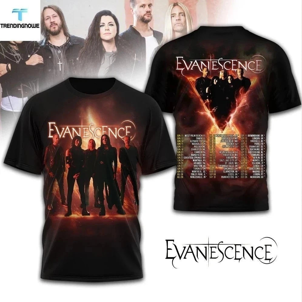 Evanescence World Tour 2026 3D T-Shirt size S-5XL