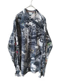 Paul Smith JEANS Pixel Art Long Sleeve Shirt M Stand Collar Japan For 14+