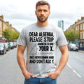 DEAR ALGEBRA PLEASE STOP | NOVELTY | MEN'S T-Shirt 100% Cotton | JOKE TOP TEE