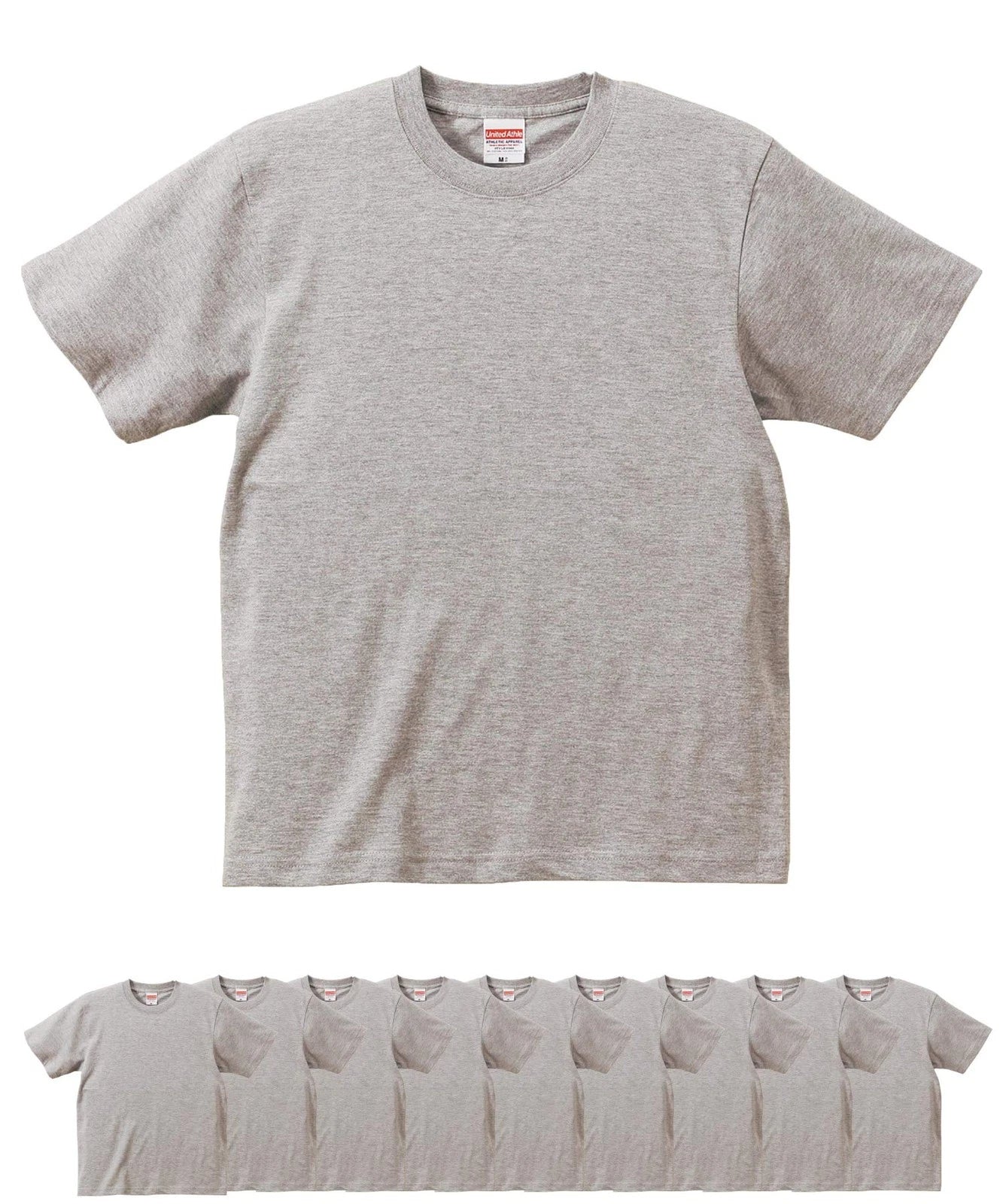 United Athle 5942-01 6.2oz Premium T-Shirts Set of 10 Men's (Mixed Gray, L)