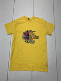 Custom Graphic They Whispered Short Sleeve Shirt Yellow Adult Size Small
