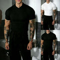 Men's Polyester Spandex Short Sleeve Casual Shirt Slim Fit Turn Down Collar Top