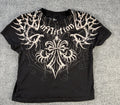 Affliction Youth Medium Black Skull Cross Graphic T Shirt Gothic Biker Y2K