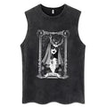 Gothic Angel Skeleton Butterfly Tank Top Washed Black Y2K Grunge Shirt [S-3XL]