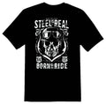 Steel Is Real 2 motorcycle skull black or white tee shirt