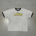 Y2K Grey and yellow Reebok NBA Lakers ringer t-shirt