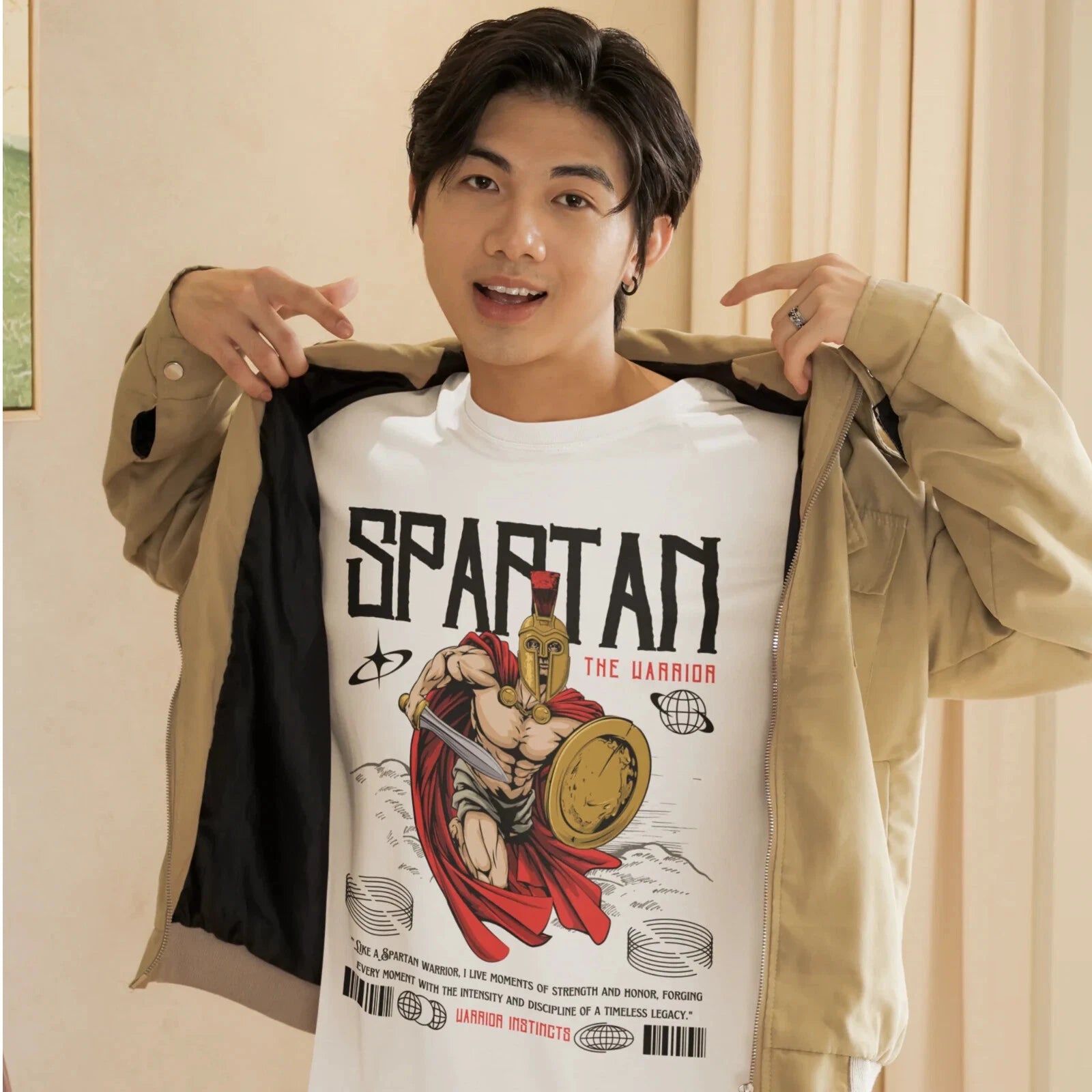Essential Streetwear Men's Oversized White T-Shirt with Bold Graphic Text Print