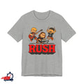 Retro 1Rush x Peanut T-Shirt Geddy Lee Alex Lifeson Neil Peart Rock Band S-5XL