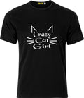CRAZY CAT GIRL FUNNY HUMOR COTTON  T SHIRT