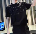 New Men Luxury Printed Numbers Fashion T-Shirt High Quality Black White