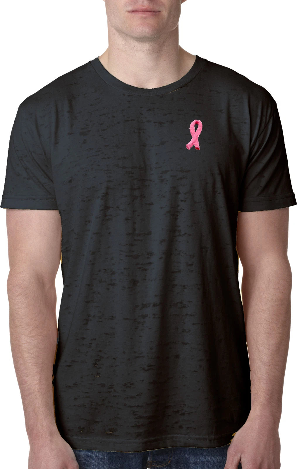 Buy Cool Shirts Breast Cancer T-shirt Embroidered Ribbon Pocket Print Burnout