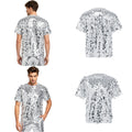 Men T-shirt Jazz Dance Top Dates Tee Raves Sequins Party Glitter Daily Wear