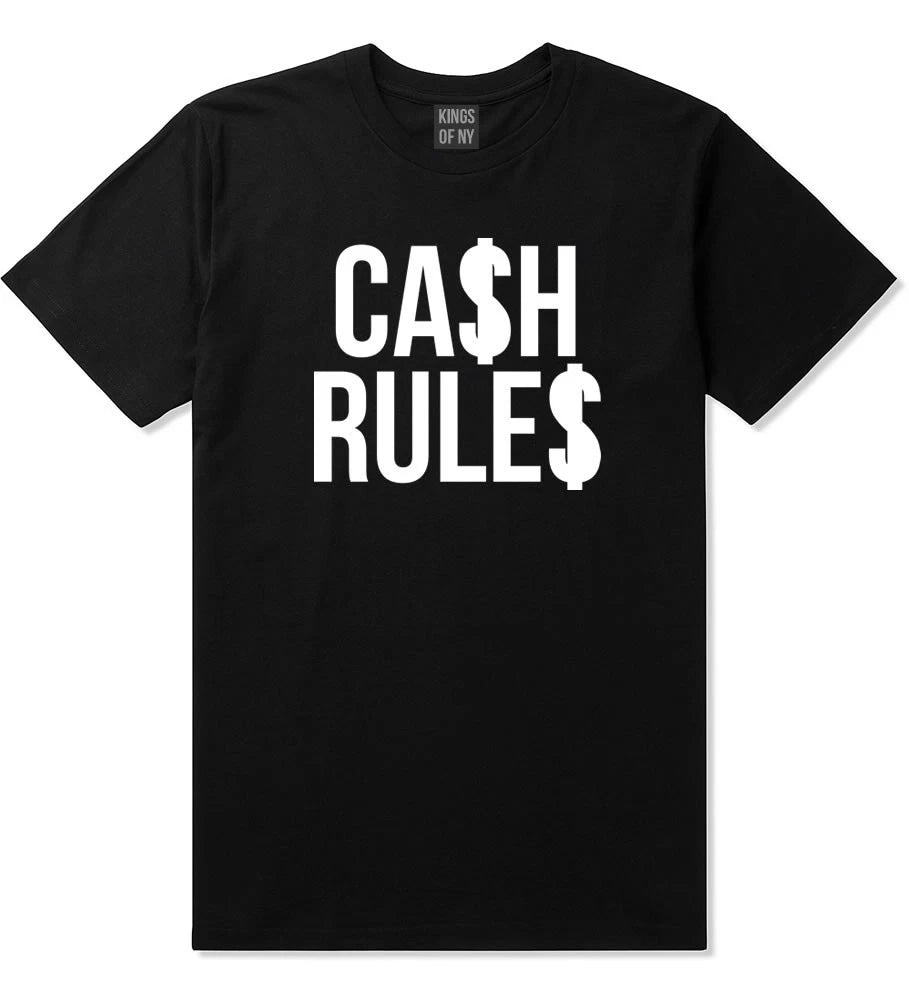 Kings of NY Cash Rules Streetwear Graphic Printed T-Shirt New York Brand NYC