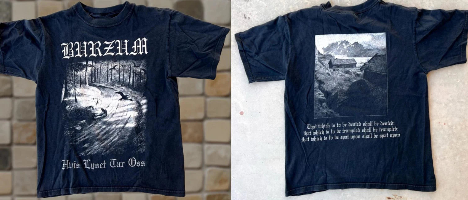 1Burzum Black Metal Vintage T-Shirt Band Graphic Tee Streetwear Unisex S-5XL