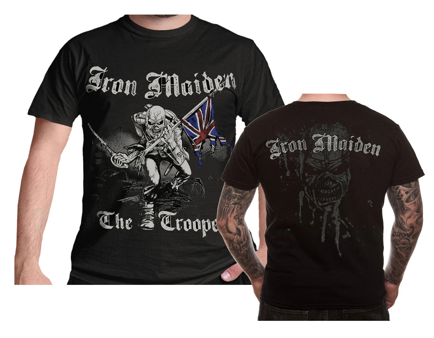 Official Iron Maiden T Shirt Sketched Trooper Eddie Logo Black New S M L XL XXL