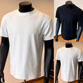 Men's Polyester T-Shirt Slim Fit Short Sleeve Round Neck Solid Color Top