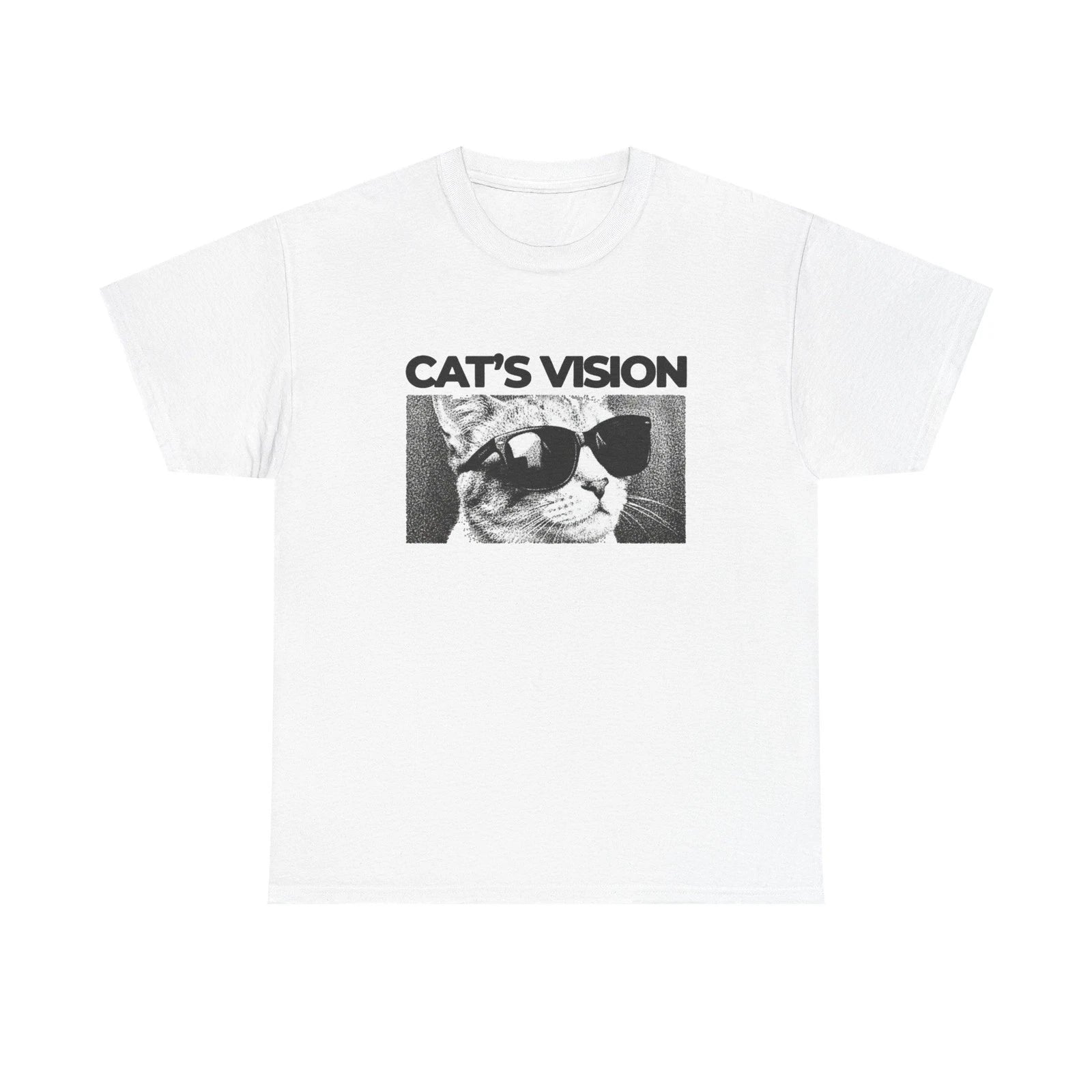Cool Cat Retro Sun Glasses Graphic T Shirt Regular Men's Heavy Cotton Tee