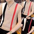 Korean Style Shirt Men Slim Fit Tee Casual Wear Layering Stripe Pattern