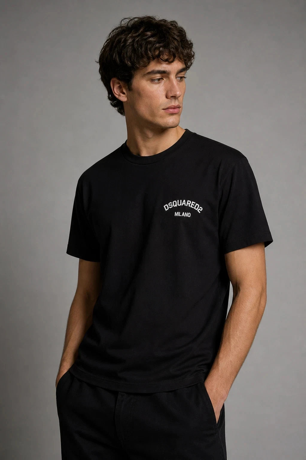 Dsquared2 Men's White Logo T-Shirt Milano Luxury Cotton Short Sleeve Tee
