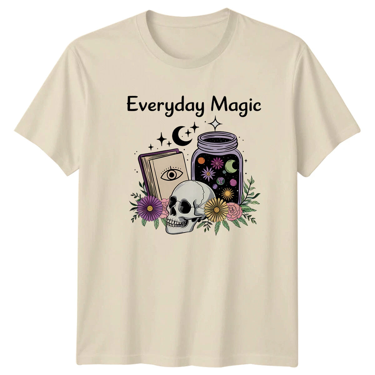 Everyday Magic Boho Skull Book Celestial T-Shirt