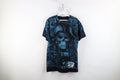 Vintage Y2K Streetwear Mens Size Medium Skeleton Pirate All Over Print T-Shirt