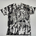 Blak Black Lion Y2K Graphic All Over Print T Shirt Silver Metallic Sword Mens L