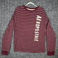 Aeropostale Y2K Shirt Mens XL Red Striped Thermal Long Sleeve Knit Crew Neck