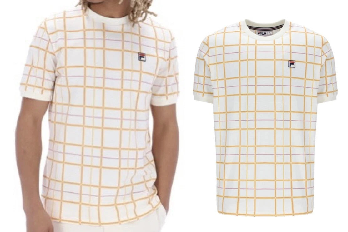 FILA Men's Alto Check Print T-Shirt Short Sleeve Summer Tee Cotton Top XS-4XL