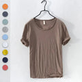 Mens Retro Raw Edge T-Shirt 100% Cotton Lightweight Breathable Slim-fit