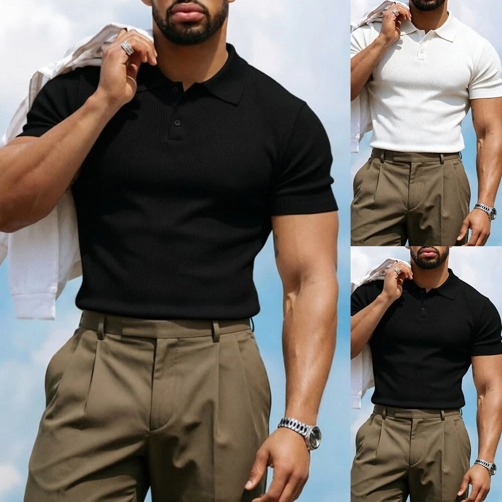 For Summer Daily Wear Men Business Shirt Breathable Lapel Shirt Regular Length