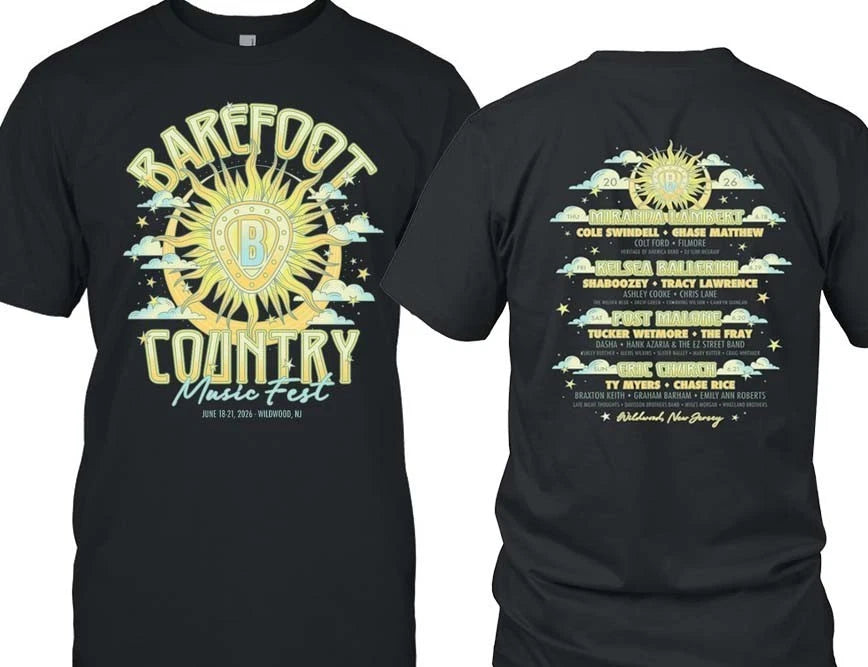 SALE! Barefoot Country Music 2026 Cheetah Tee Wildwood NJ On June 18-21 2side