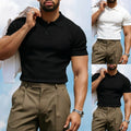 Men's Polyester Spandex Short Sleeve Shirt Breathable Slim Fit Lapel Top