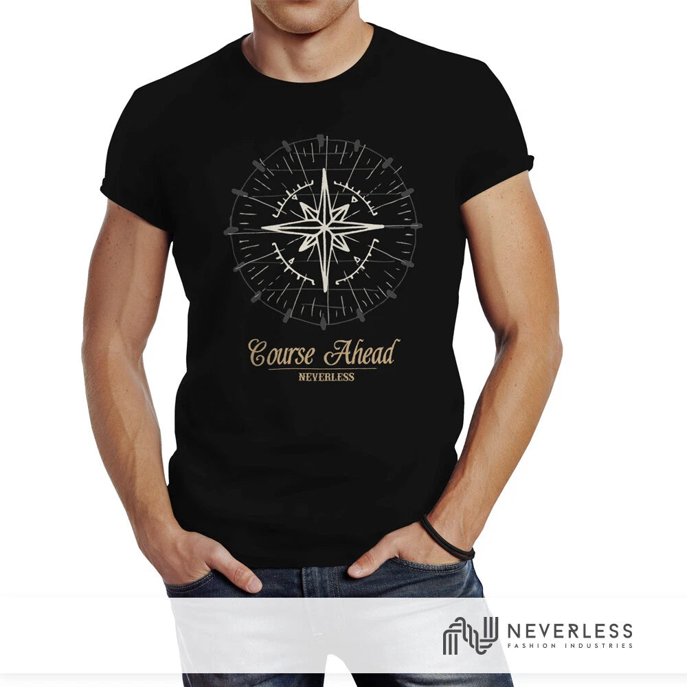 Men's Compass Windrose Navigator Sailing Slim Fit Neverless® T-Shirt