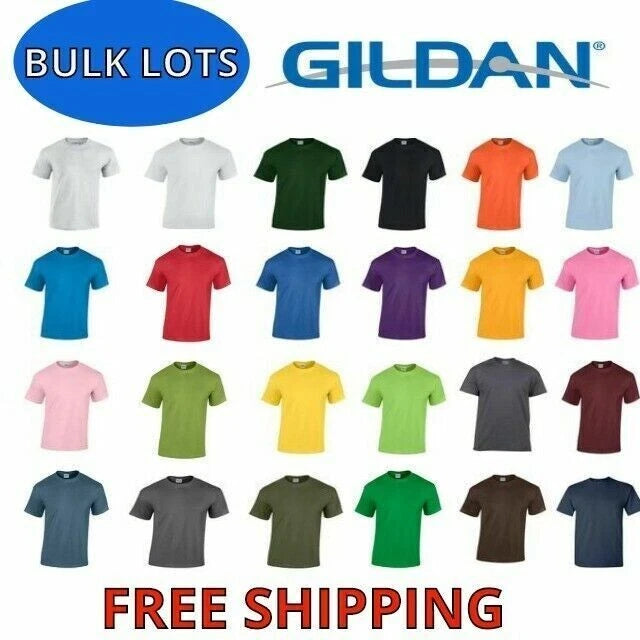 Bulk Lot Gildan Men Heavy Cotton Plain Short Sleeves T-Shirt 5000 (Pack Of 5)
