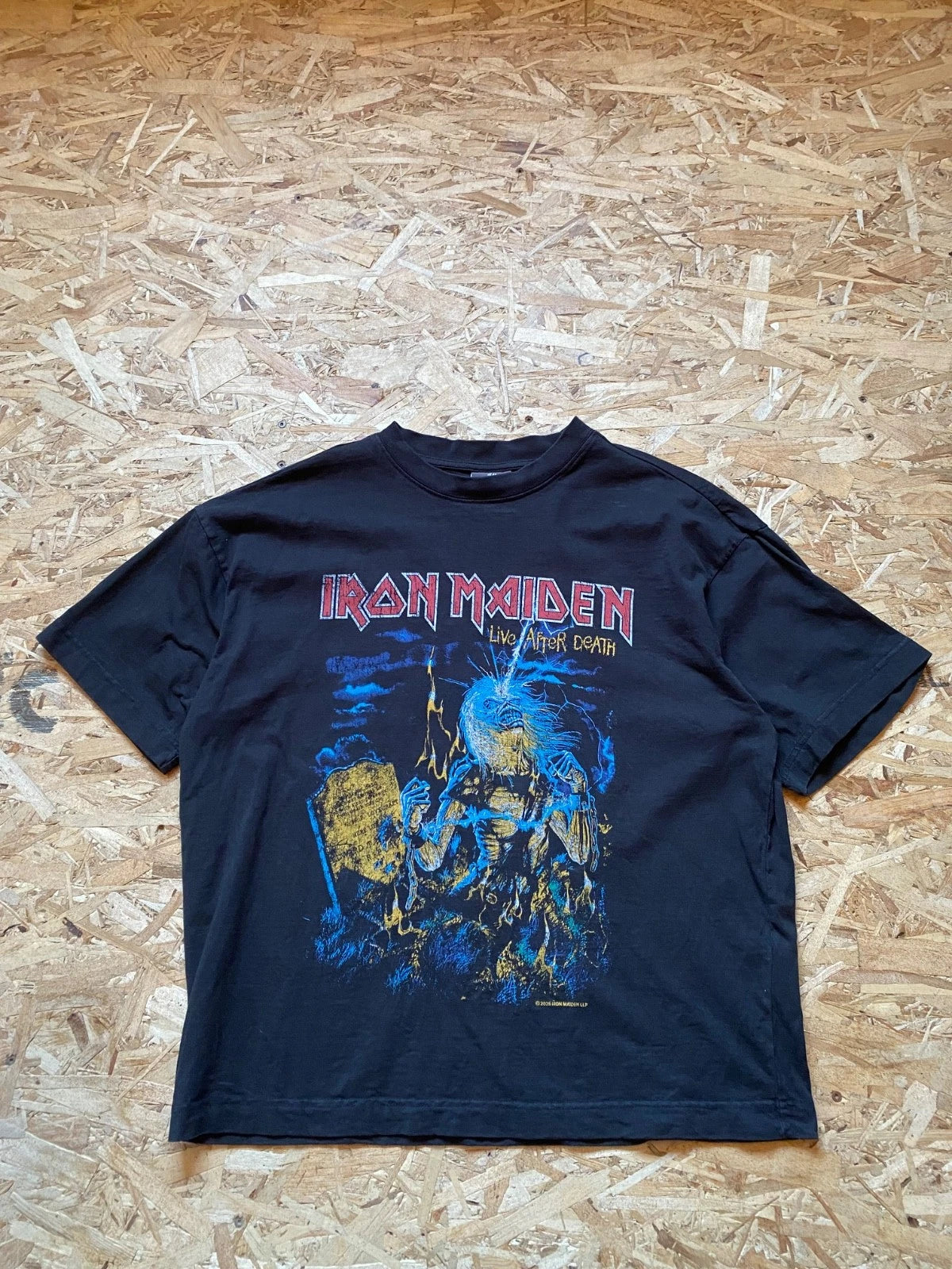 Black H&M Iron Maiden 2025 Double sides Graphic tee Small Oversized fit men's