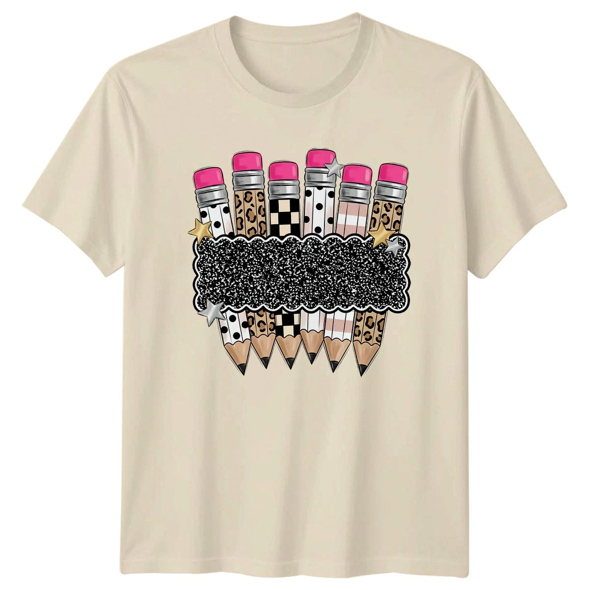 Funny Pencil Art T-Shirt Creative Teacher Retro Novelty Gift For Her