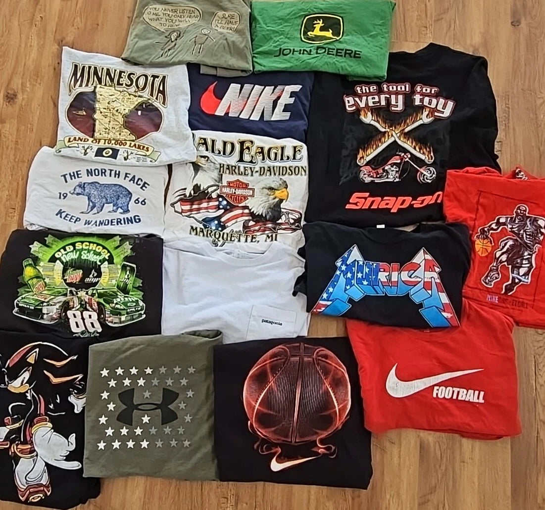 Random Graphic Shirt Lot Of 5 Mens Size XL Throwback Vintage Retro Gym Hipster