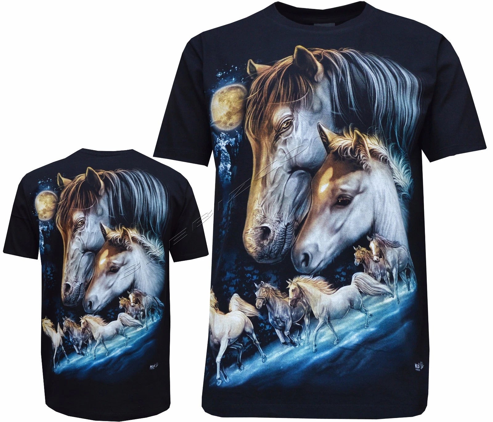 Ladies Women Girls Horse Stallion Pony Cute T-Shirt Top,Front & Back Print M-2XL