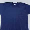 Vintage Blank Navy Blue Pocket Shirt Mens M/L 50/50 Kodel Made in USA 90s Tee