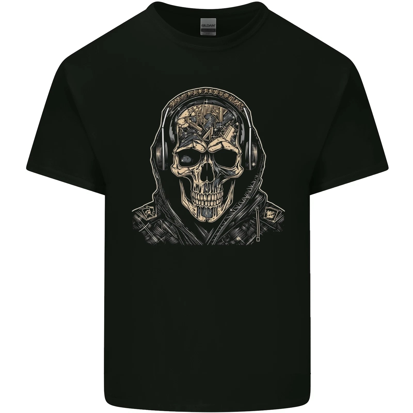 Urban Skull With Headphones Mens Light Cotton T-Shirt