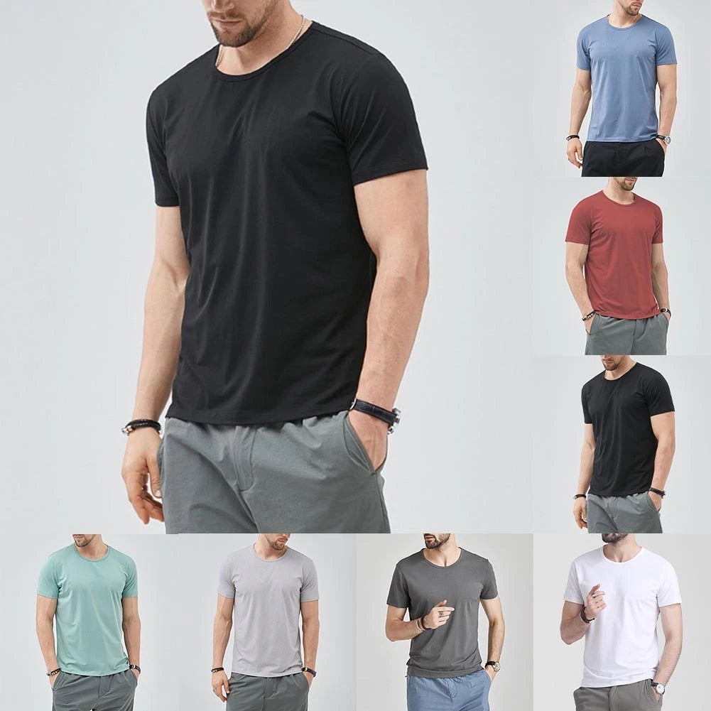 Simple Style Men Casual T-Shirt Simple Design Short Sleeve 100%Polyester